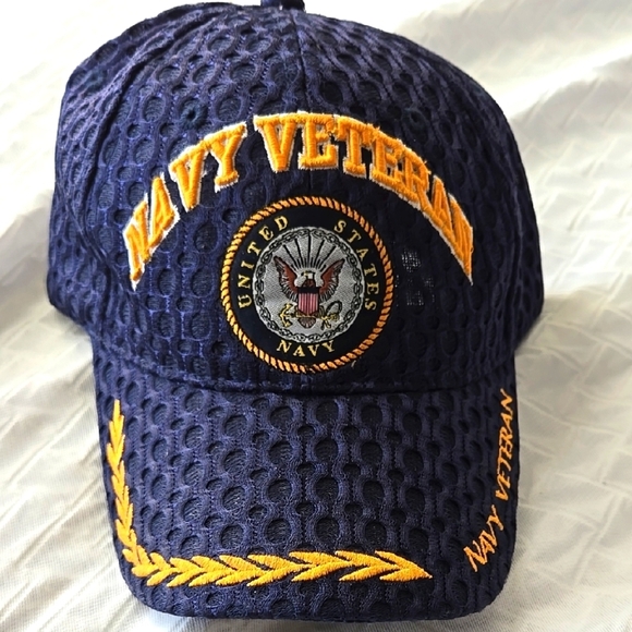 Navy Veteran Baseball Cap with Embroidered Patch - Picture 1 of 6